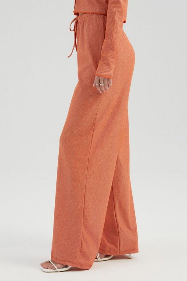 Yüksek Bel Bağcıklı Straight Fit Pijama Altı - 4