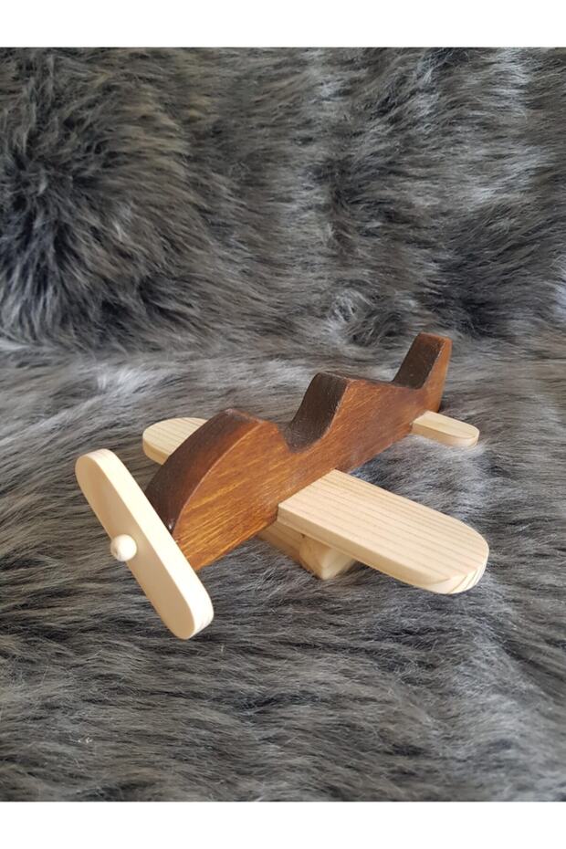 Wooden Toy Wheeled Airplane, 2 3 4 5 Girl-Boy Gift Montessori Toys - Brown