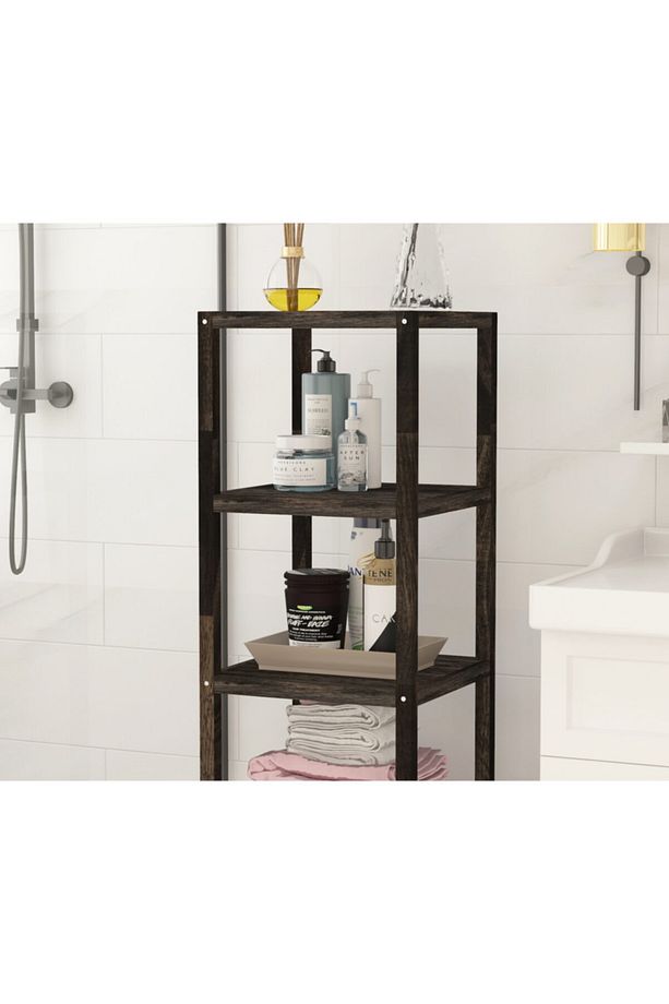 Interbuild Akasya Masif Ağaç,holger 5 Katlı Çok Amaçlı Raf,372x371x 1338 Mm, Espresso - 3