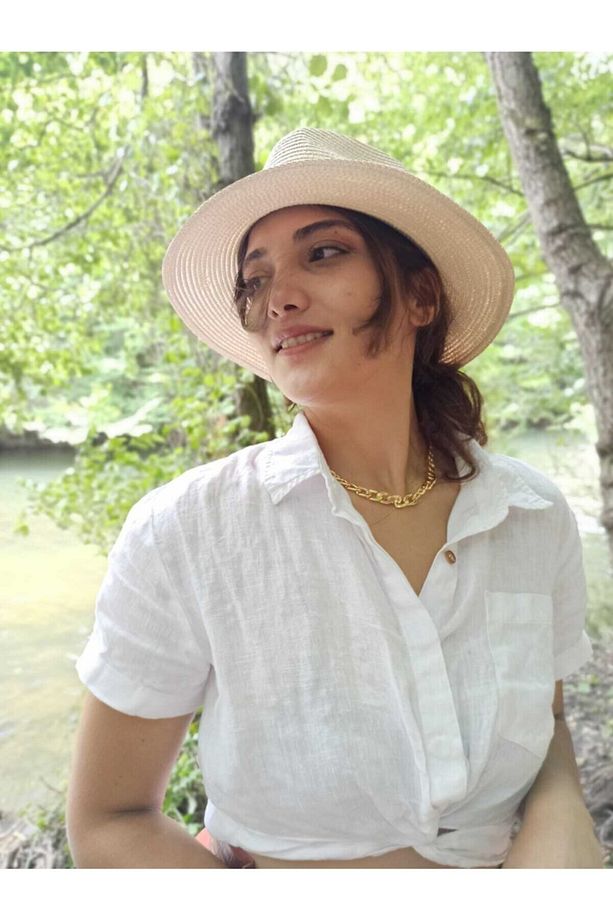 Kovboy Model Zincirli Hasır Şapka - 2