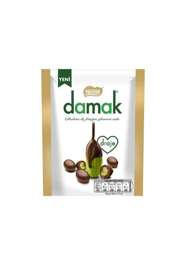Damak Sütlü Çikolata Kaplı Antep Fıstıklı Draje 50 G ( 1 ADET ) - 1