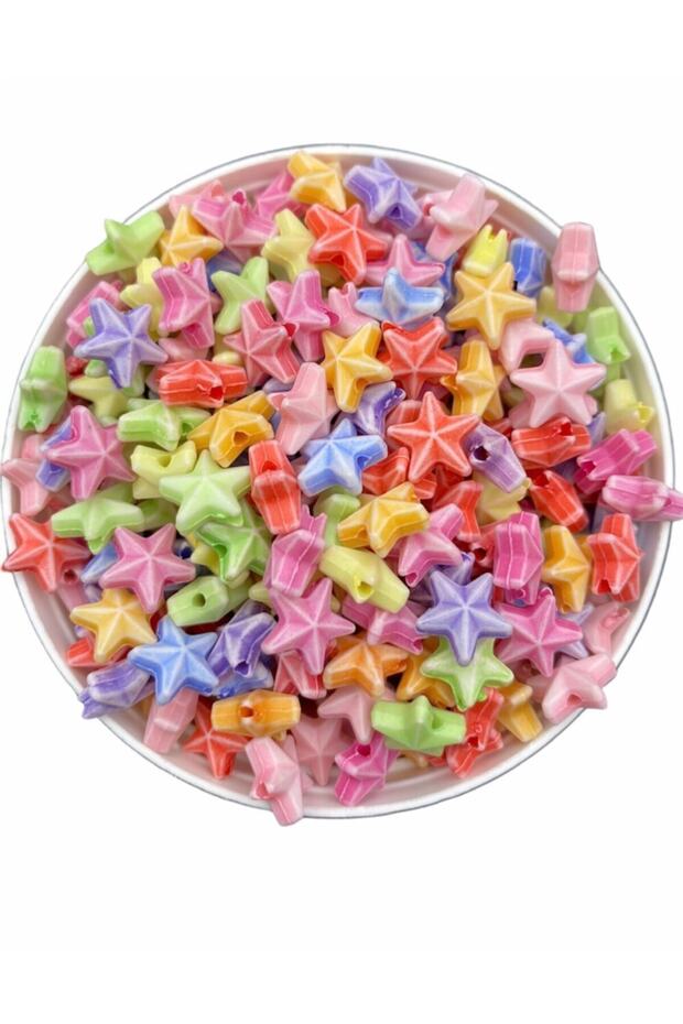 Pastel Star Figure, Starfish Shaped Mixed Pastel Color Beads, Jewelry Making (25gr, ~100 Pieces)