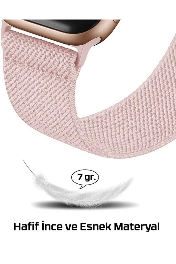 Apple Watch Seri 9 8 7 6 5 4 3 Se 42mm-44mm-45mm Solo Loop Kanvas Ayarlanabilir Tokalı Kordon - 3