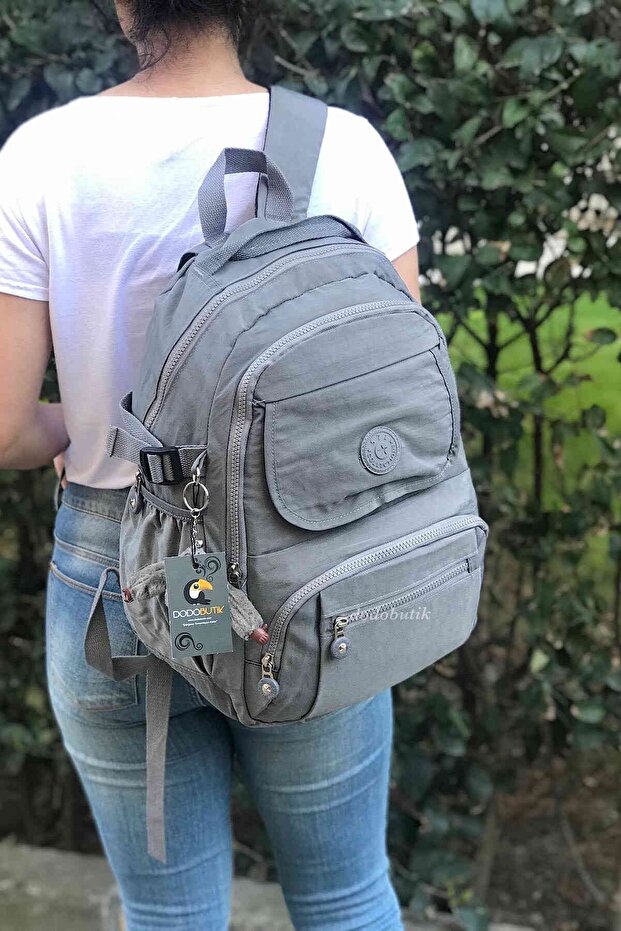 Gray Backpack with Water Resistant Pockets - 1