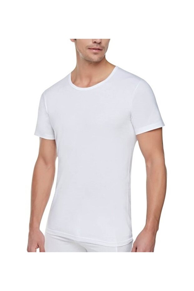 6-Piece Ribbed Crew Neck Silver Men's Undershirt