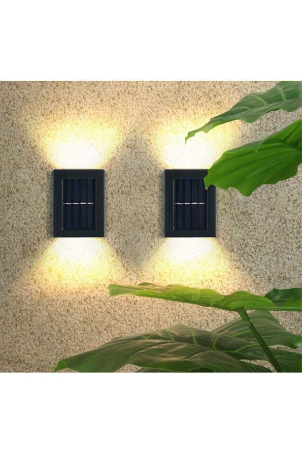 1adet Modern Solar Çift Taraflı Duvar Lamba Güneş Enerjili Aydınlatma Dekorasyon Aplik - 7
