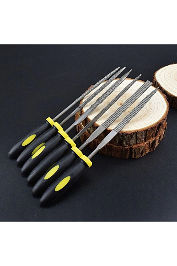 Mini Törpü Eğe Seti Plastik Saplı 14cm Ahşap Için Törpü 6 Parçalı Karbon Ege Takımı - 1