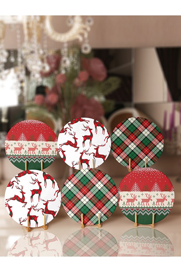 6-Piece Plaid Themed Christmas Themed Special Design Plate & Placemat