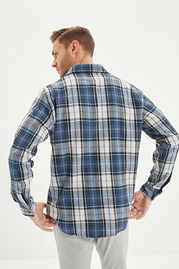 Mavi Slim Fit Kışlık Kareli Ekose Oduncu Gömlek TMNAW22GO0090 - 9