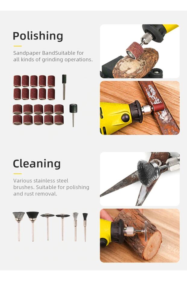 Anadolustrong 6 Kademe Devir Ayarlı 130 W Gravür Hobi Taşlama Seti Şarft Hediyeli Çantalı 211 Parça - 5