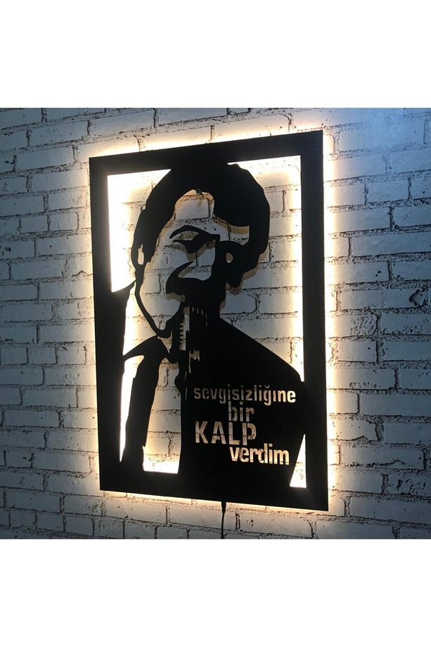 Müslüm Gürses Led Işıklı Tablo - Ahşap Duvar Dekorasyonu - 2