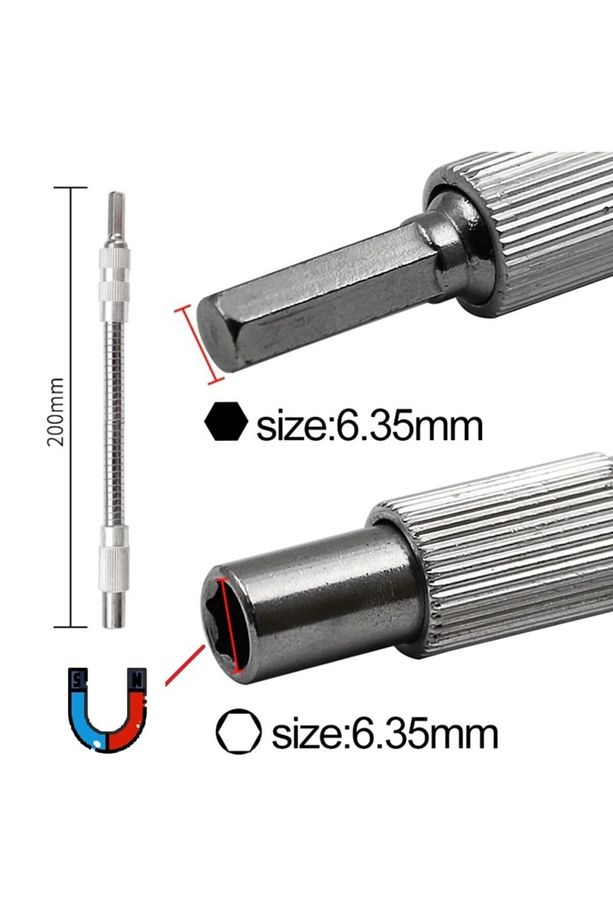 Köşe Delme Vidalama Adaptörü Metal Kör Nokta Vidalama Uzatma Hortumu Altıgen 1/4 Hex Bits Şaftlı - 4