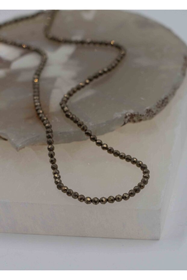 Pirit Taşı Doğaltaş İnce Kolye 2 mm - 2