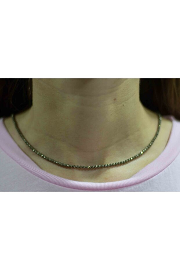 Pirit Taşı Doğaltaş İnce Kolye 2 mm - 8