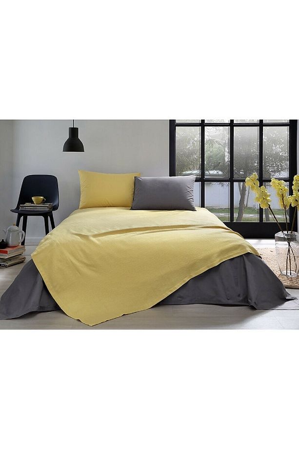 Colormix Tek Kişilik Pike Takımı Hardal - Antrasit - 2