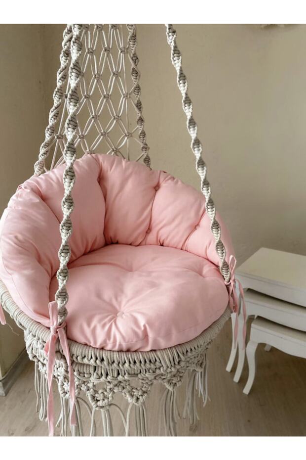 Minderli Makrome Hamak Salıncak Krem Renk - 2