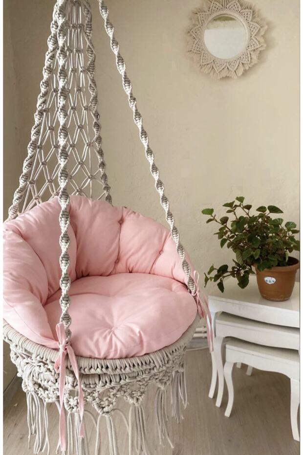 Minderli Makrome Hamak Salıncak Krem Renk - 3