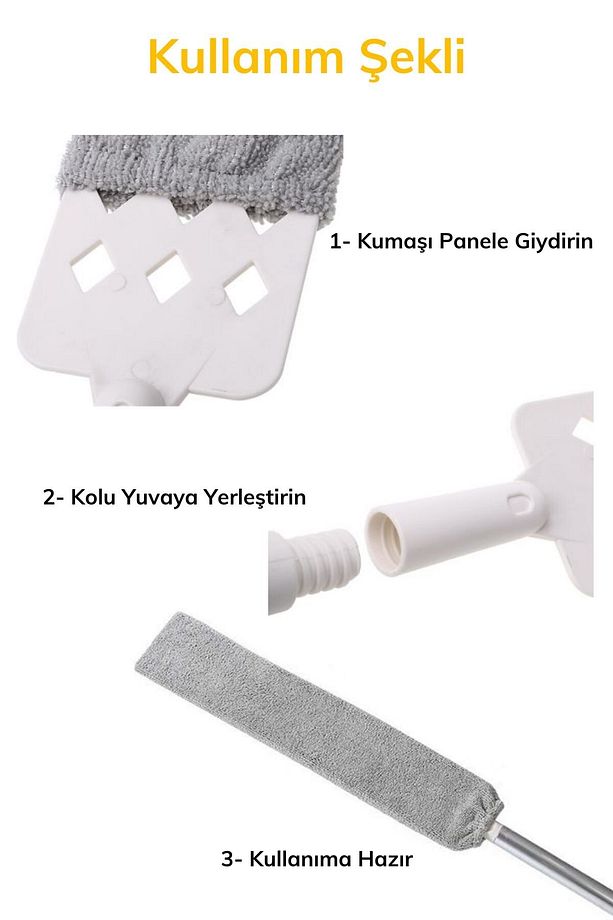 2 Adet Sihirli Mikrofiber Başlıklı Girintili Yüzey Dip Köşe Raf Temizleme Mopu Fırçası - 6