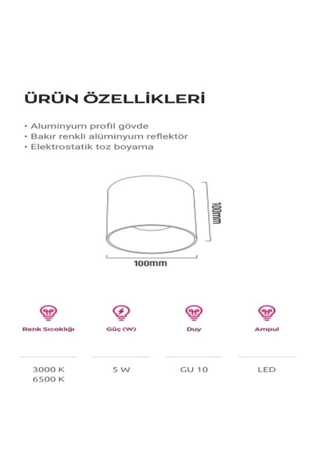 Sıva Üstü Dekoratif Yuvarlak Spot Gu10 Duy Ampul Dahil - 2