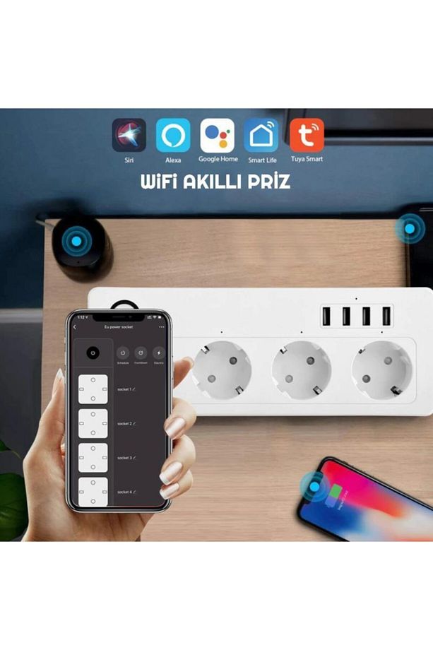 Akıllı Wifi Uzatma Kablolu 4lü Priz 4 Port Usb Hızlı Şarj - 3