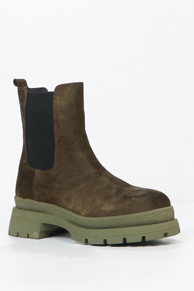 Cristina valódi bőr khaki kültéri női csizma - 2