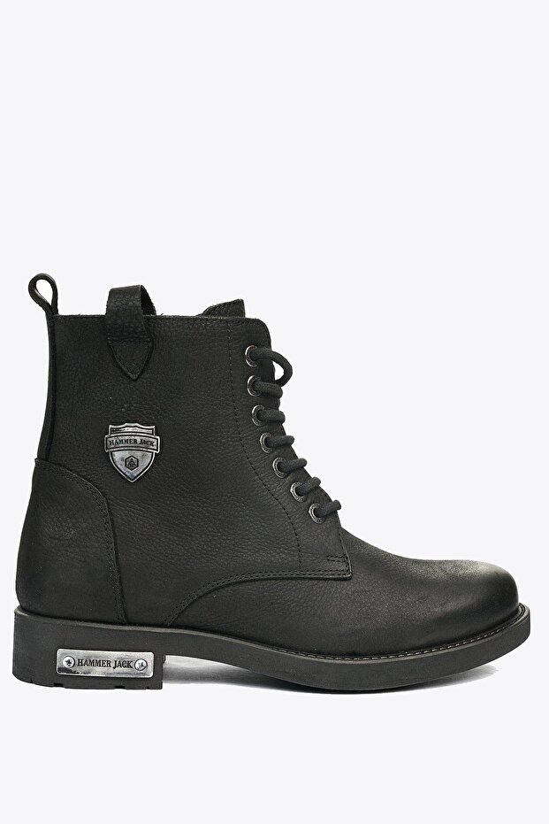أحذية رجالية من الجلد الطبيعي باللون الأسود المغسول من Nubuck