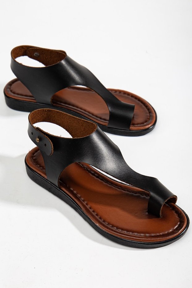 Women's Flip-Flop Sandals Black Leather