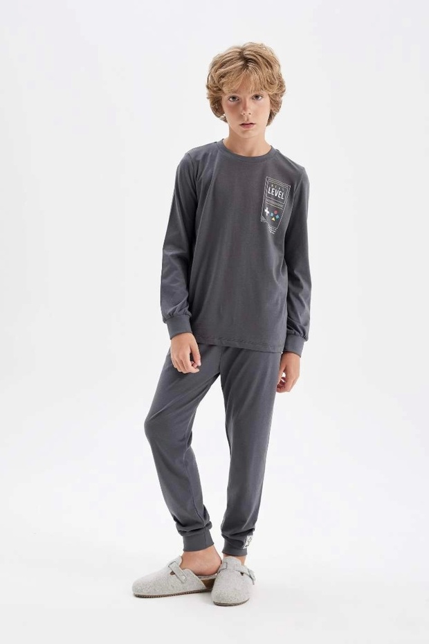 D2841 Model Printed Long Sleeve Pajamas Set - 3