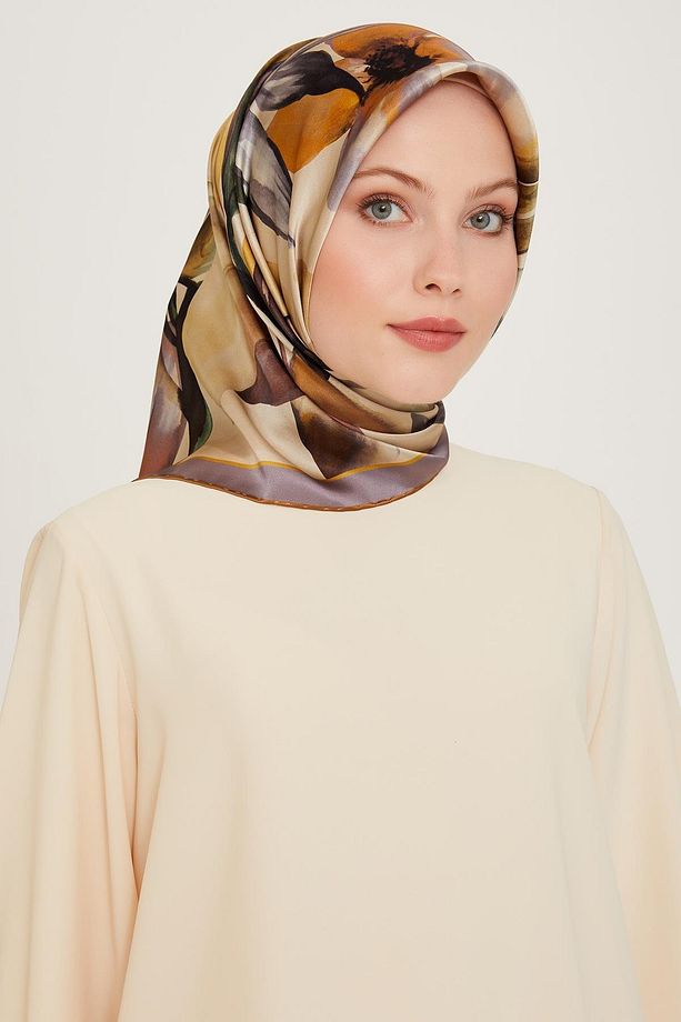 İpek Eşarp 2025 Kış - 9205-04 Krem Yeşil Twill - 1