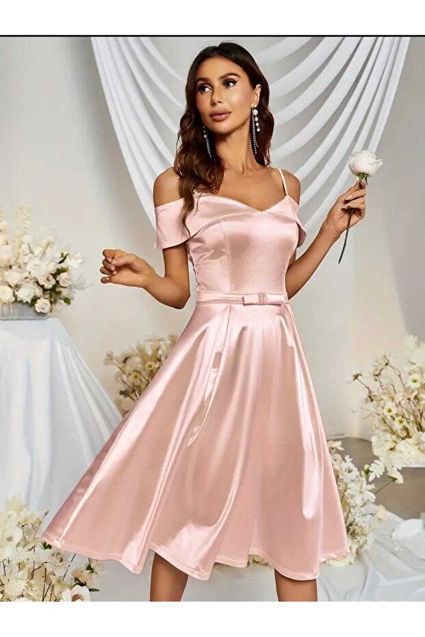 HAVUZ YAKA ASKILI MİNİ ELBİSE - 6