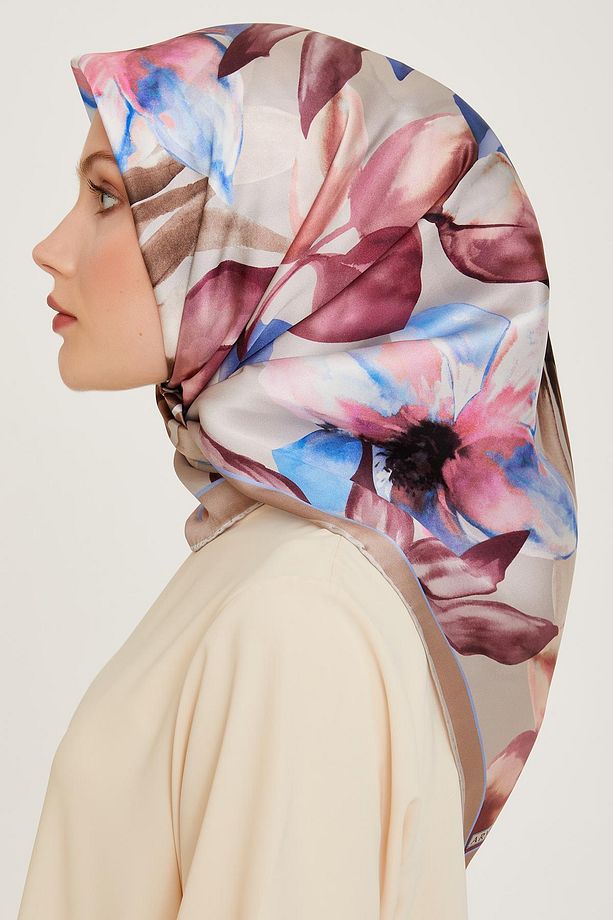 İpek Eşarp 2025 Kış - 9205-07 Koyu Taş Mürdüm Twill - 2
