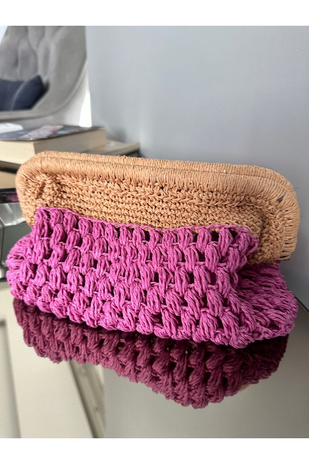 Tasarım Pembe Burslu Kağıt İp Çanta - 2
