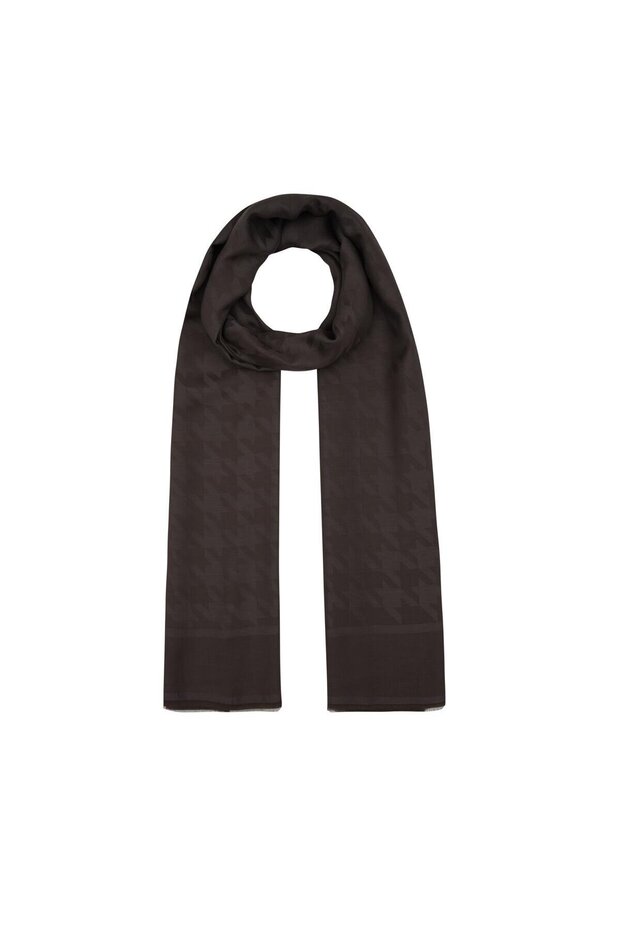 Crowbar Patterned Monogram Shawl - Bitter Brown - 1