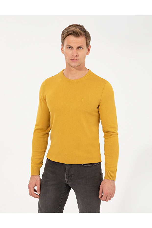 Mustard Slim Fit Turtleneck Basic Knitwear Sweater 50257158-Vr072