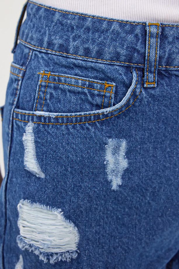 Yüksek Bel  Denim Şort - 5
