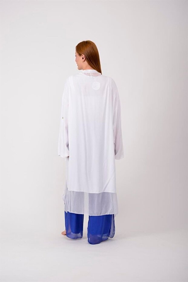 Itayan Ipek Detaylı Oversize Kaftan - 3