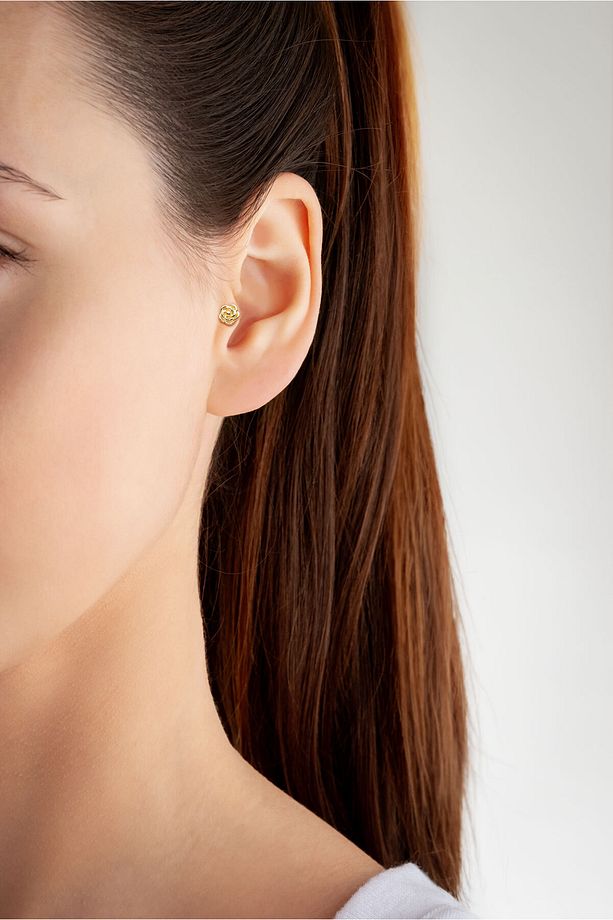 Minimal Gül 18 Ayar Sarı Altın Kaplama Gümüş Helix-Tragus Piercing - 2