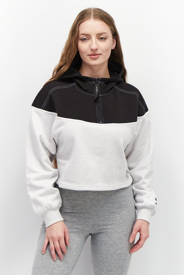 Women Sportswear Fit Long Sleeve Training Crop Hooded, Black