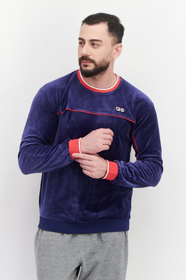 Men Sportswear Fit Long Sleeve Training Sweatshirt, Medieval Blue