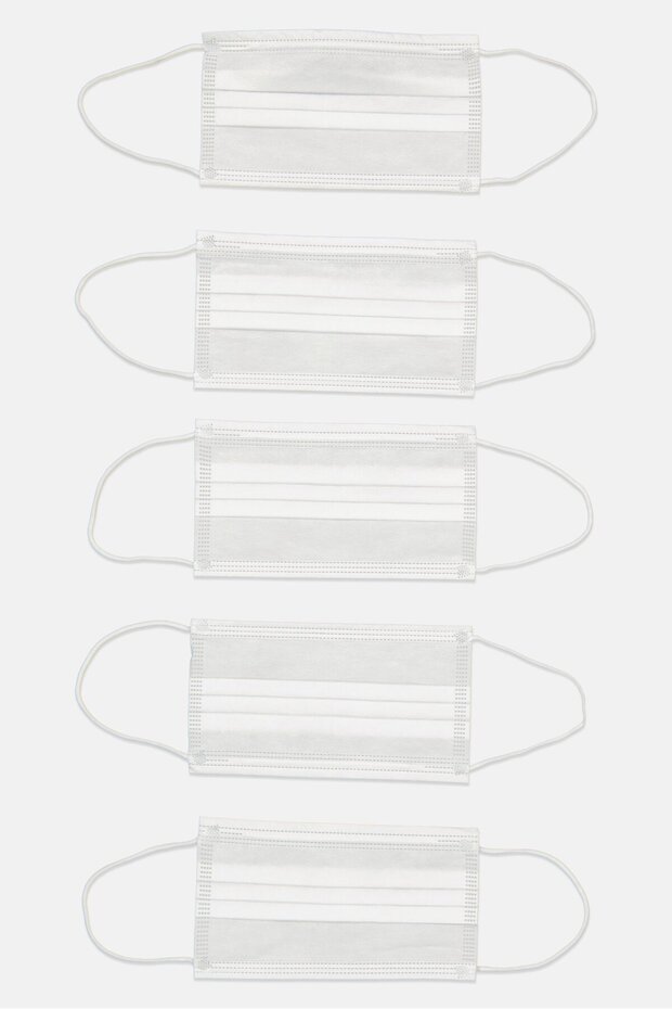 5 Pieces 3 Ply Disposable Non Medical Face Mask, White