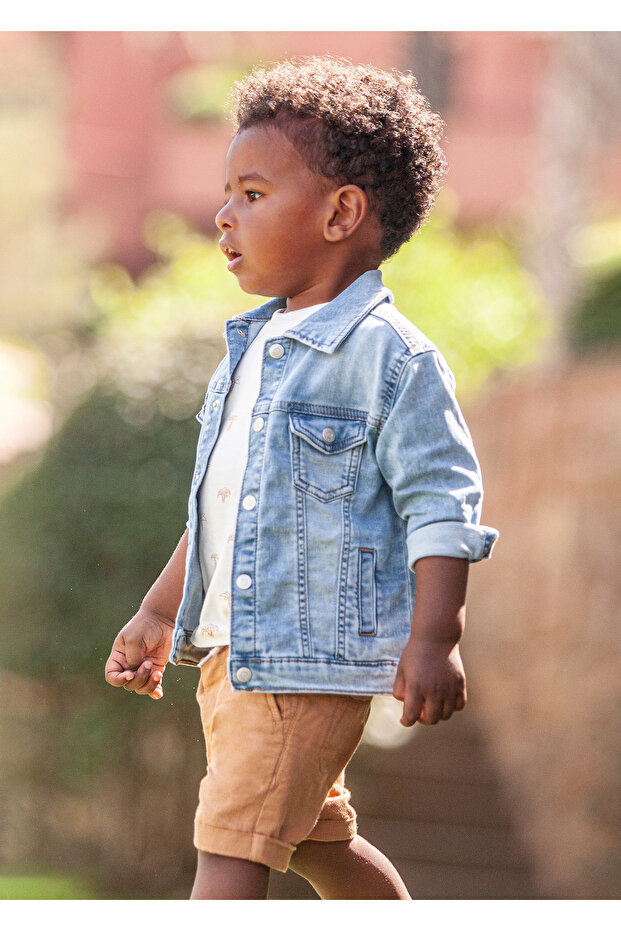 Erkek Bebek Keten Şort Bermuda - 1