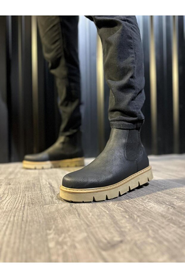High Heel Chelsea Boots 112 Black (Beige Sole)