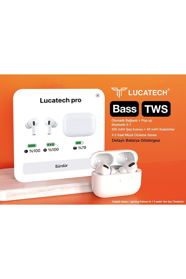 Samsung Galaxy M21 / M30 / M31 / M32 / M40 / M51 / M52 uyumlu Air Pro (2.nesil)  Bluetooth Kulaklık - 4