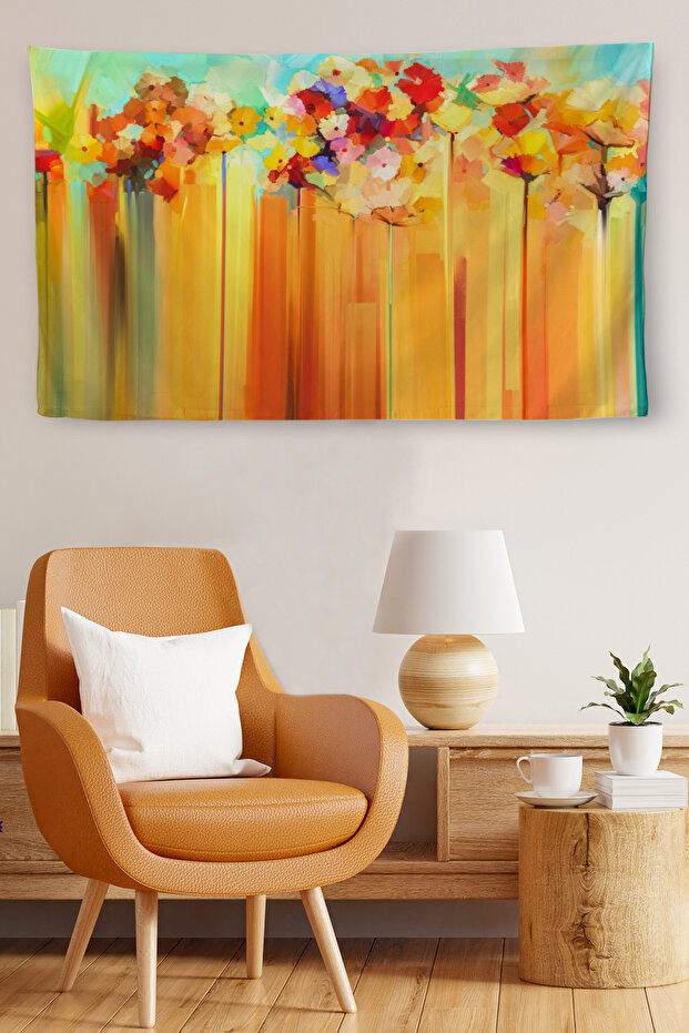 Wall Cloth Flowers Oil Painting Look Quality Canvas Wall Carpet-4006