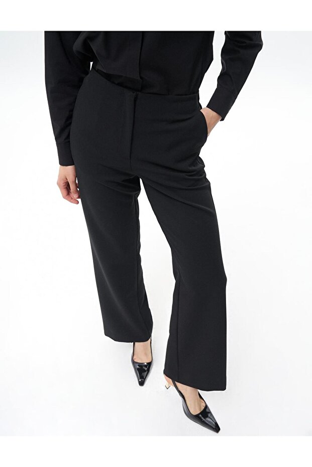 Beli Lastikli Basic Pantolon Siyah - 5