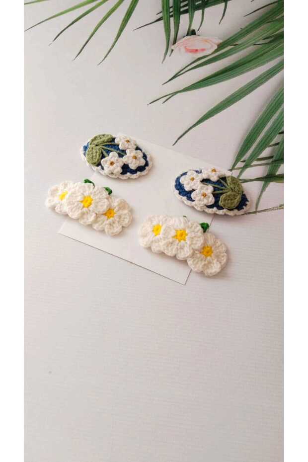 Colorful 4-Piece Organic Cotton Snap Buckle / Crochet Hairpin Pattern (4 Pieces)