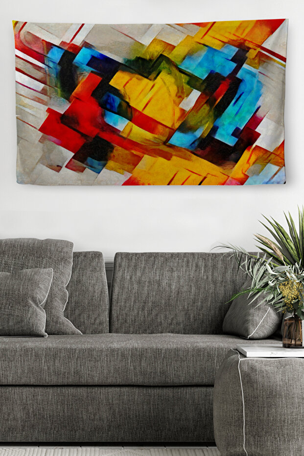 غطاء حائط لوحة زيتية تجريدية ذات مظهر عالي الجودة من القماش - 3999 - 1