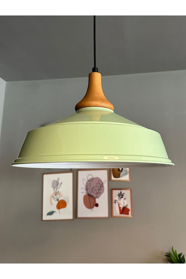 Mint Ahşap Ters Mantar Kafa Tekli Avize Retro Sarkıt Ofis Showroom Salon Mutfak Avizeleri - 6