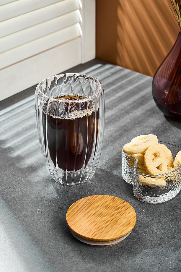 Stripe 450ml Bambu Kapaklı Çift Cidarlı Bardak - 2