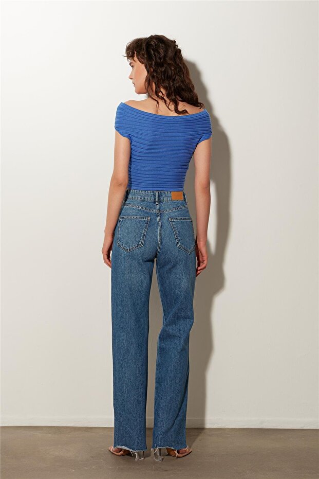 Mor Omuz Dekolteli Triko Büstiyer - 3